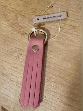 NWT Portland Leather Small Dusty Pink Tassel Keychain